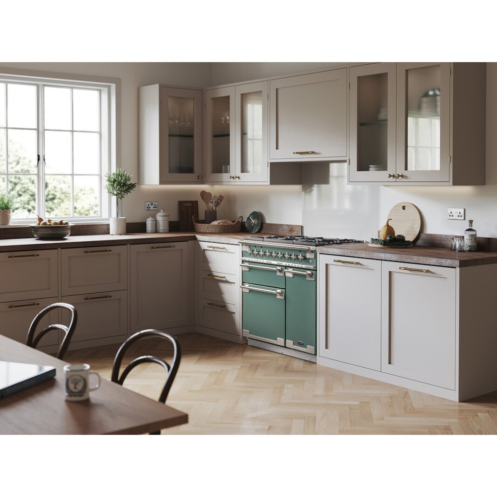 Rangemaster ELS90EICA 90cm Induction Range Cooker Elise China Blue / Brushed Nickel, A Rated