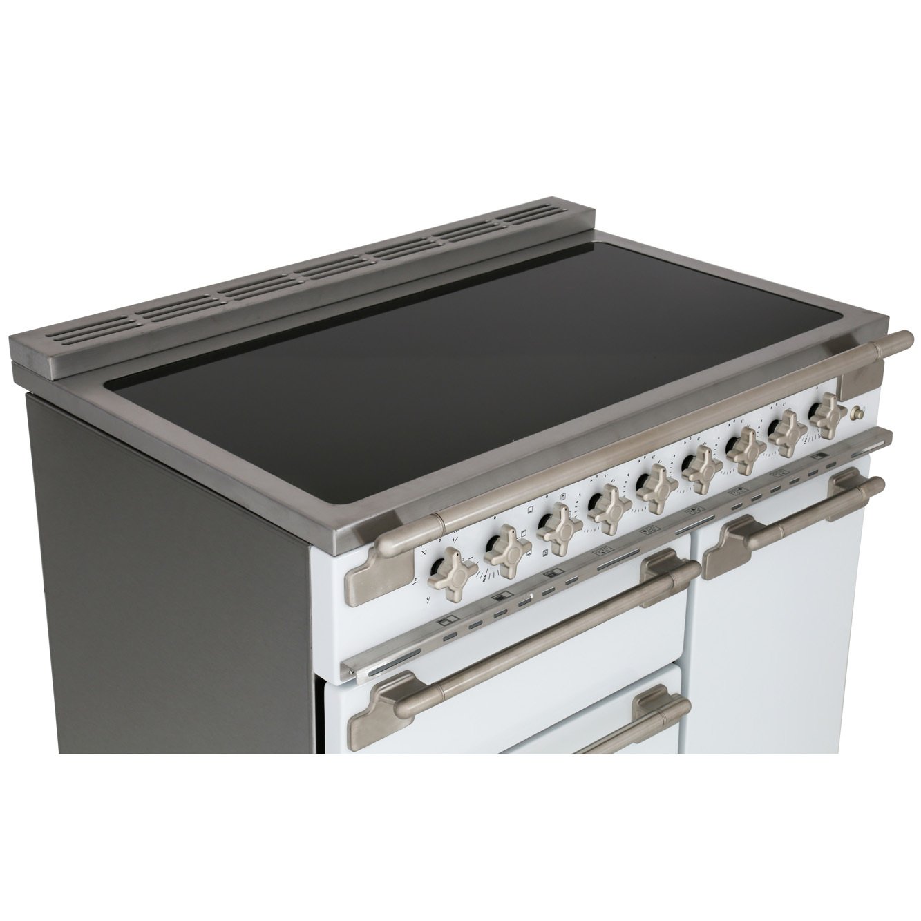 Buy Rangemaster ELS90EIWH Elise White with Brushed Chrome Trim 90cm