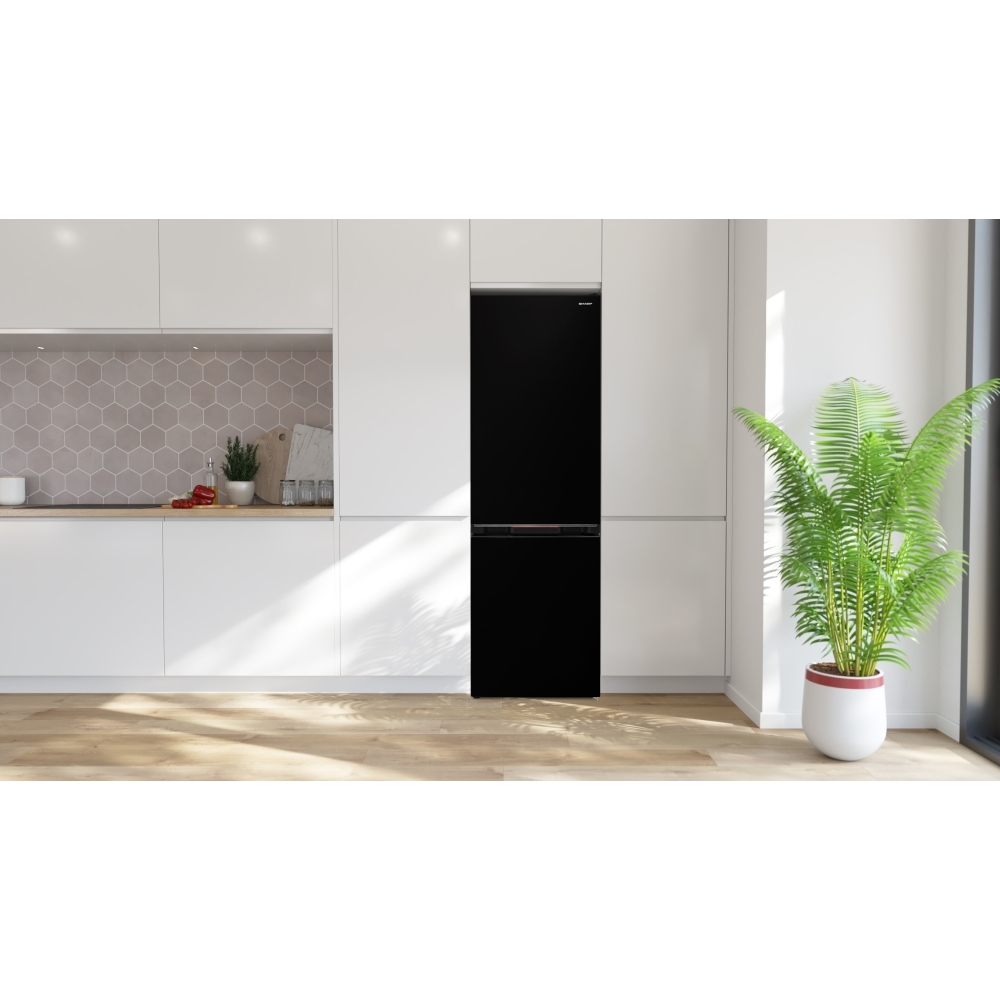 Sharp SJ-BB04DTXBE2-EN Low Frost Fridge Freezer, Gloss Black, 60/40, E Rated
