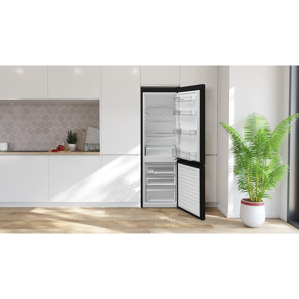 Sharp SJ-BB04DTXBE2-EN Low Frost Fridge Freezer, Gloss Black, 60/40, E Rated
