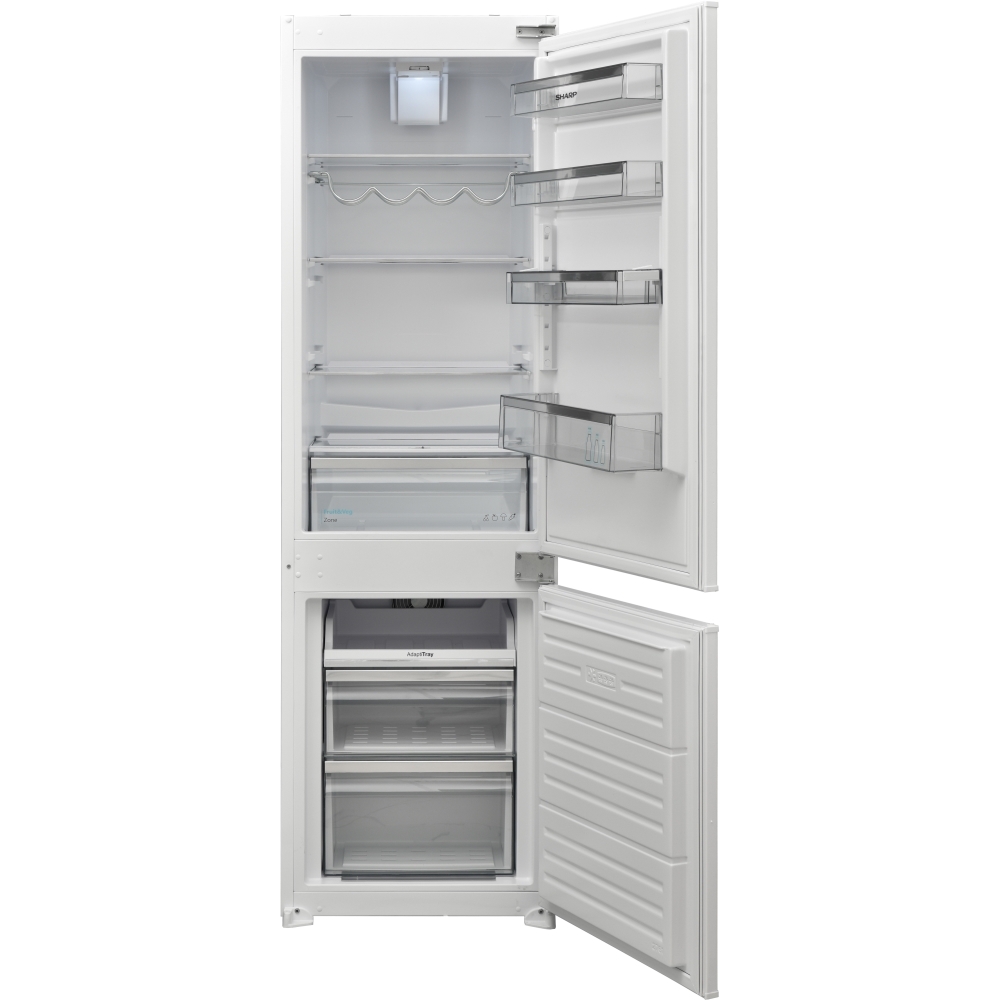 Sharp SJ-BE237M01X-EN No Frost Integrated Fridge Freezer, Sliding Hinge, 70/30, White, E Rated