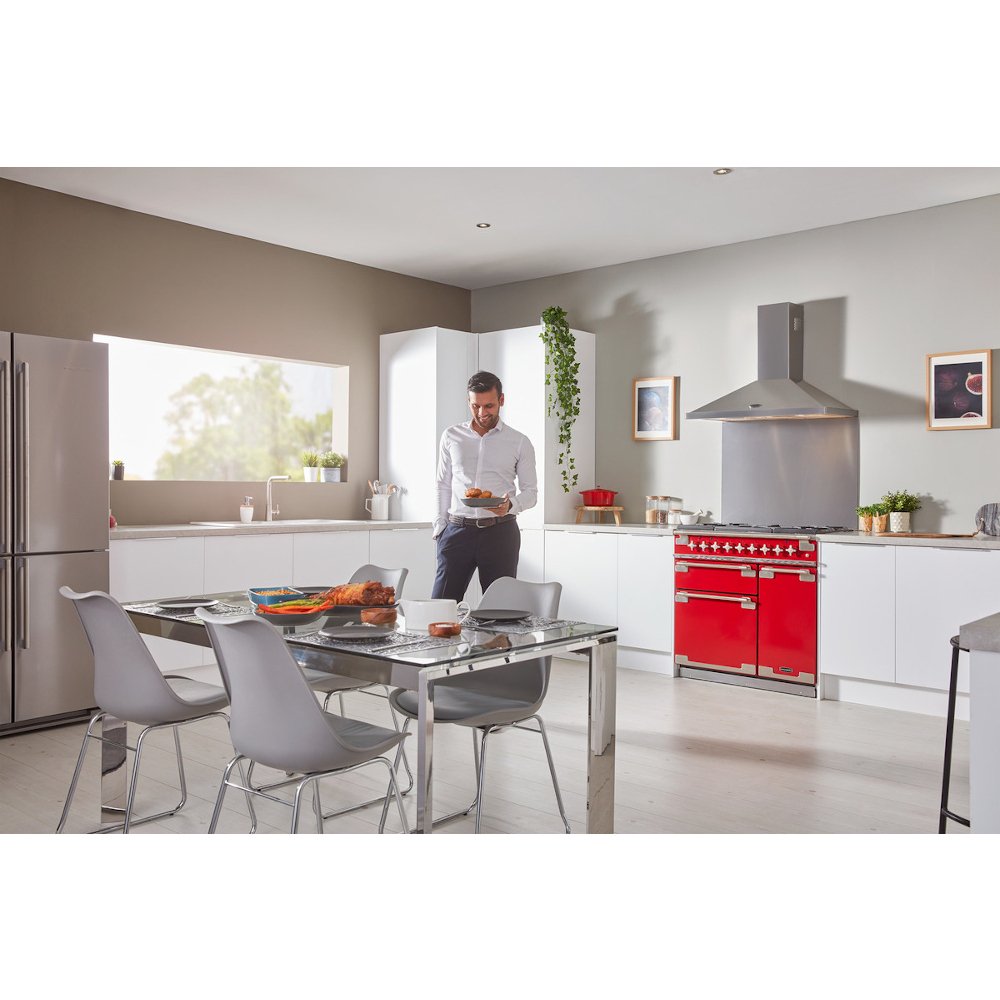 Rangemaster ELS90DFFCA 90cm Dual Fuel Range Cooker Elise China Blue / Brushed Nickel, A Rated