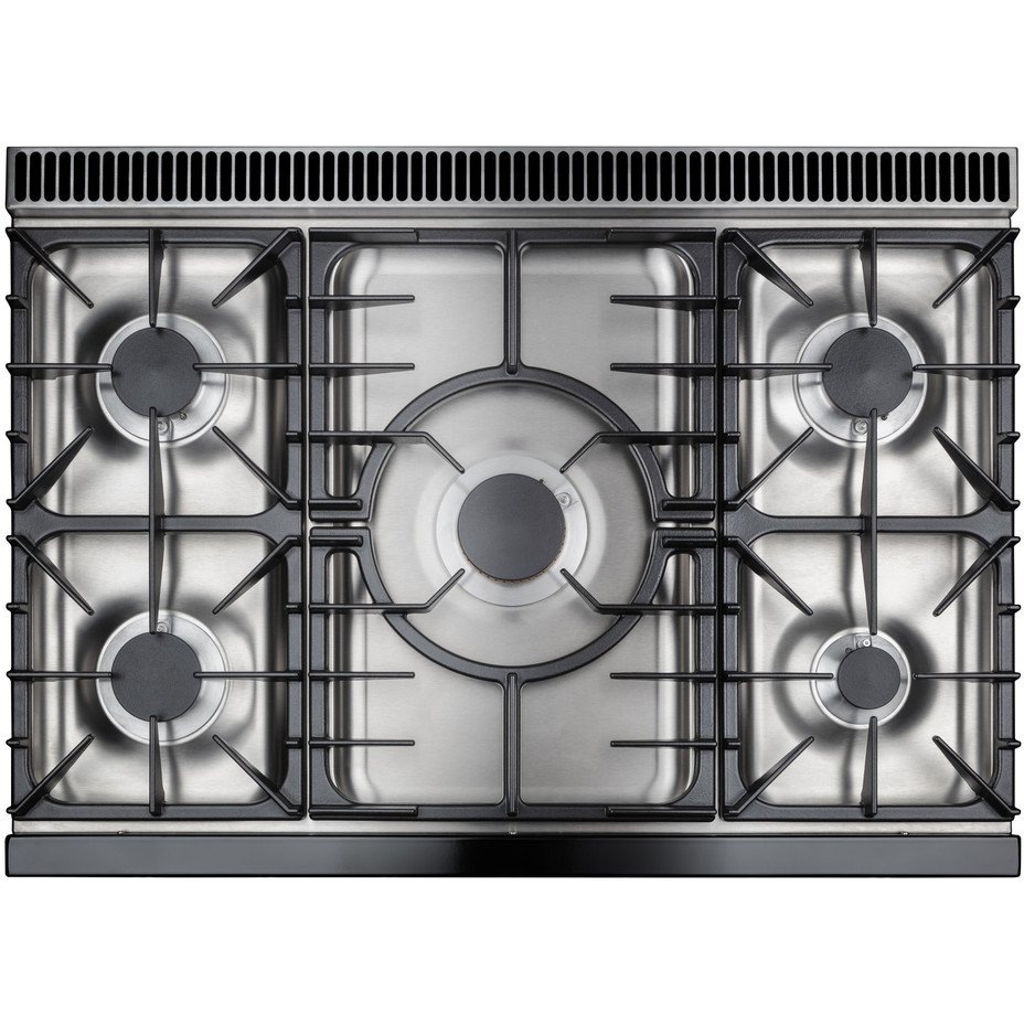 Rangemaster ELS90DFFWH 90cm Dual Fuel Range Cooker Elise White / Brushed Nickel, A Rated