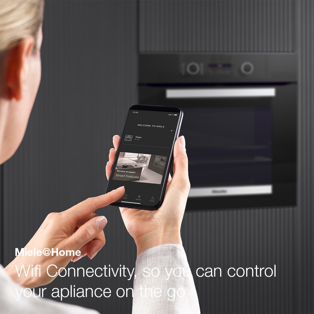 Miele ContourLine H7364BP CleanSteel Built-In Electric Single Oven with Pyrolytic Cleaning, Stainless Steel, A+ Rated