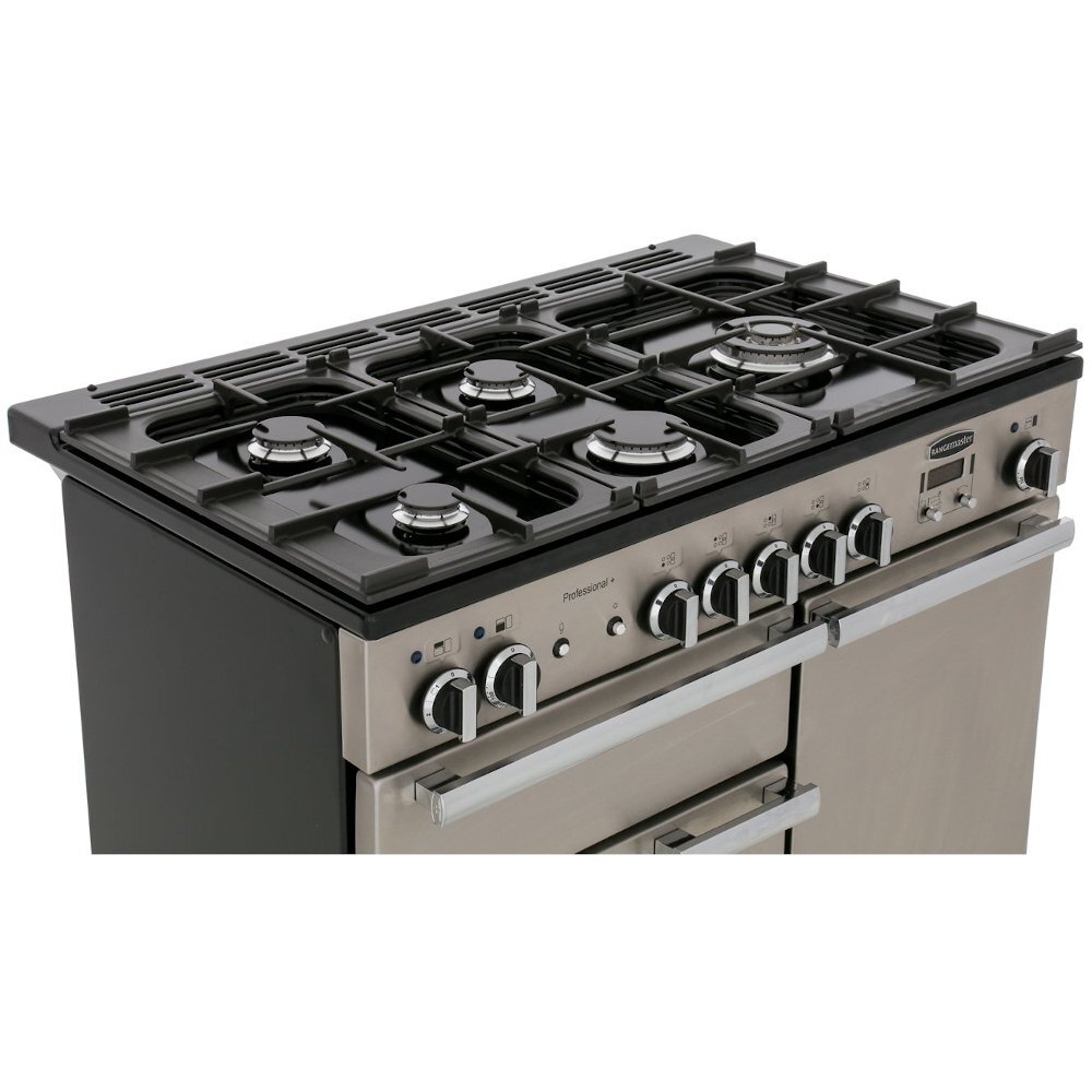Rangemaster PROP100NGFSS/C 100cm Gas Range Cooker Professional Plus Stainless Steel / Chrome, A+ Rated