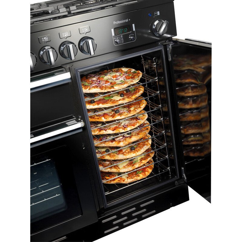 Rangemaster PROP100NGFGB/C 100cm Gas Range Cooker Professional Plus Black / Chrome, A+ Rated