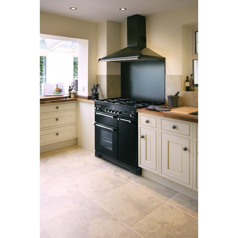 Rangemaster KCH100NGFBL/C 100cm Gas Range Cooker Kitchener Black / Chrome, A+ Rated