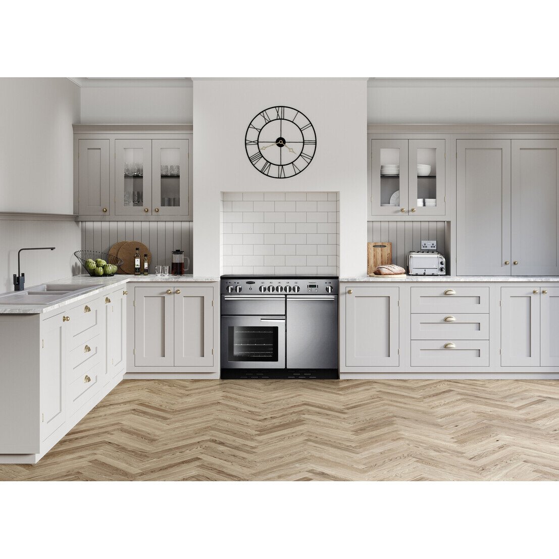 Rangemaster PROP100ECBL/C 100cm Ceramic Range Cooker Professional Plus Black / Chrome, A Rated