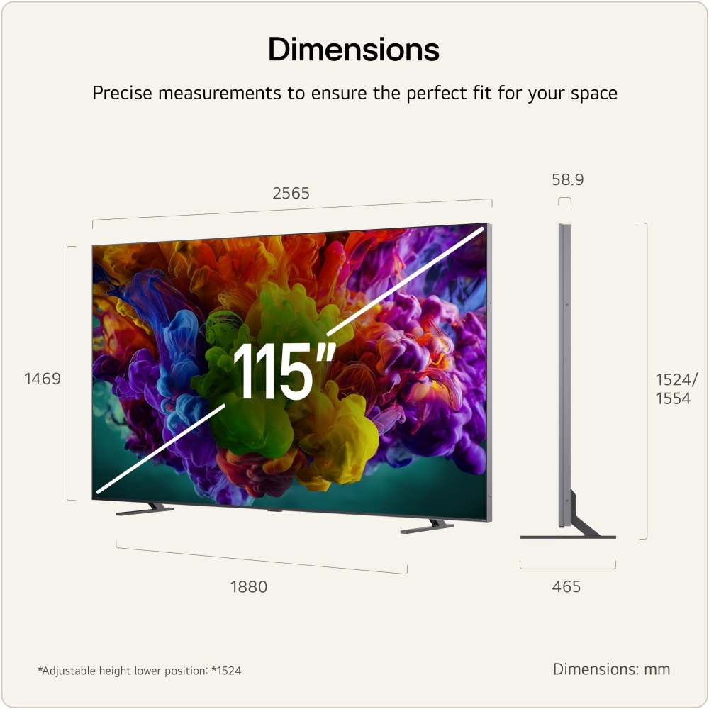 LG 115QNED93B6AEKQ 115" QNED Smart Television, 4K Ultra HD, Black, F Rated