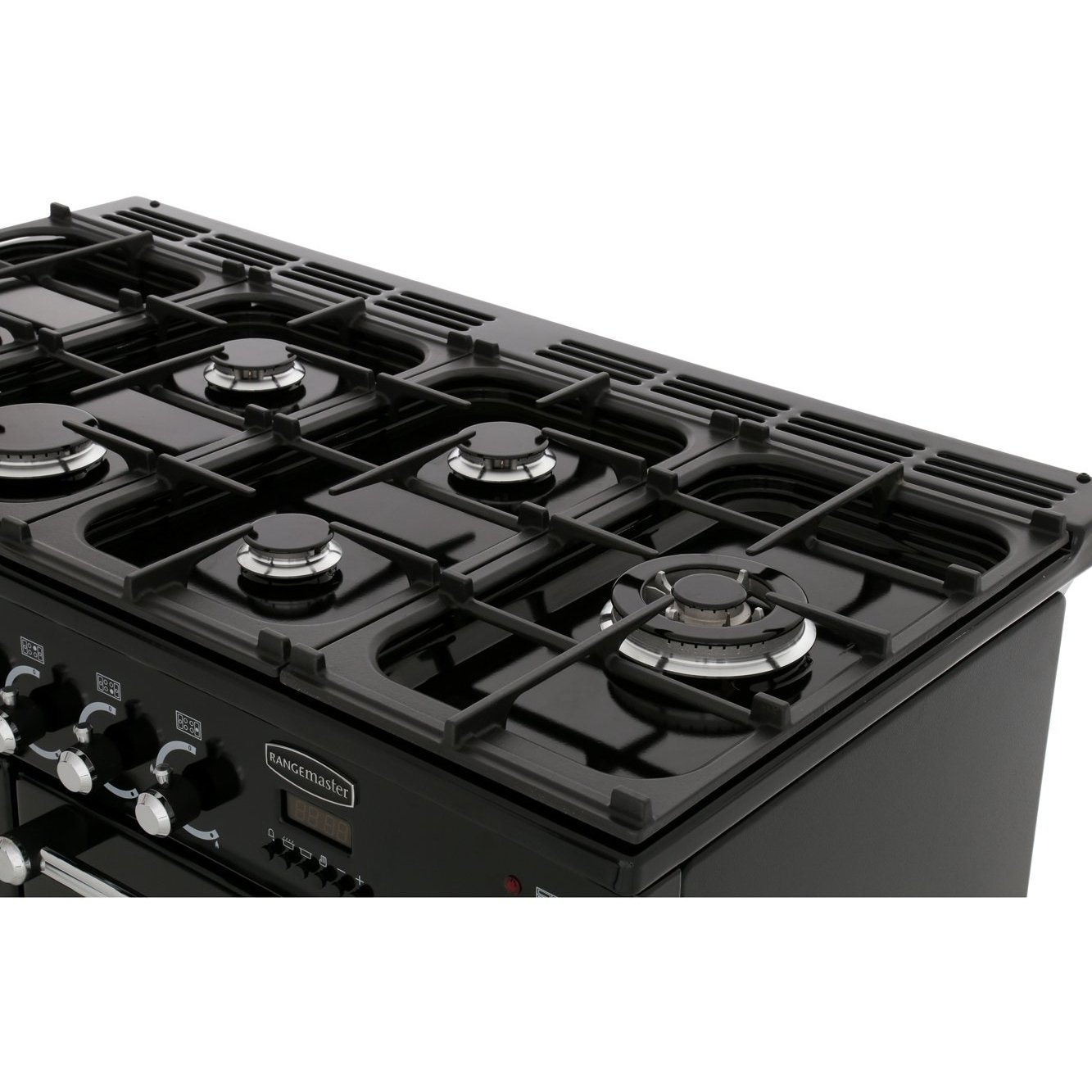 Rangemaster KCH110NGFBL/C 110cm Gas Range Cooker Kitchener Black / Chrome, A+ Rated