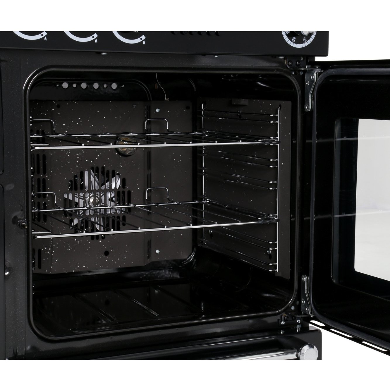 Rangemaster KCH110NGFBL/C 110cm Gas Range Cooker Kitchener Black / Chrome, A+ Rated