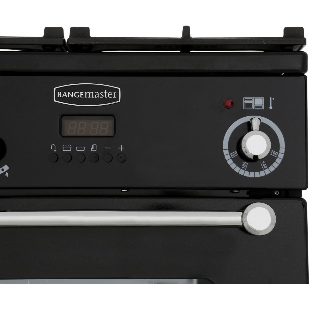 Rangemaster KCH110NGFBL/C 110cm Gas Range Cooker Kitchener Black / Chrome, A+ Rated