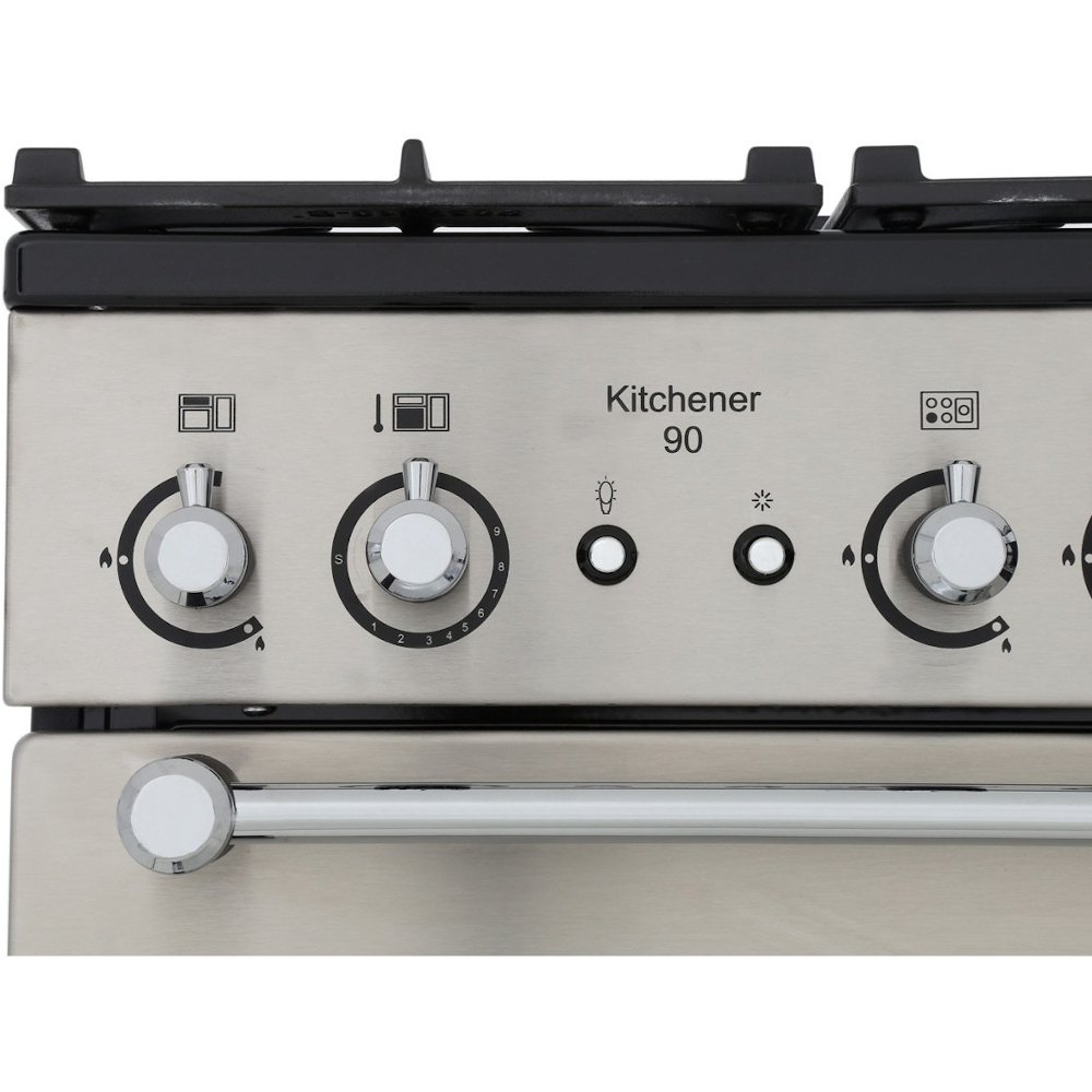 Rangemaster KCH90NGFCR/C 90cm Gas Range Cooker Kitchener Cream / Chrome, A+ Rated