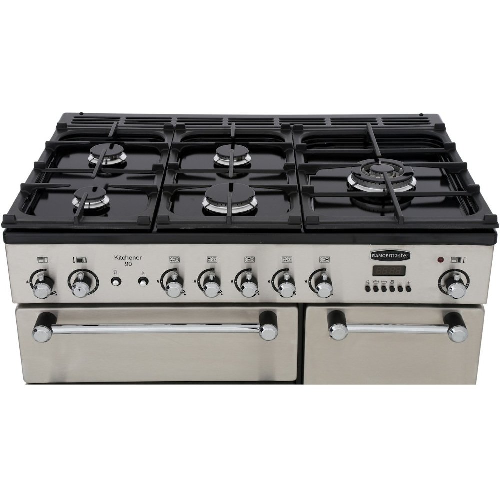 Rangemaster KCH90NGFCR/C 90cm Gas Range Cooker Kitchener Cream / Chrome, A+ Rated