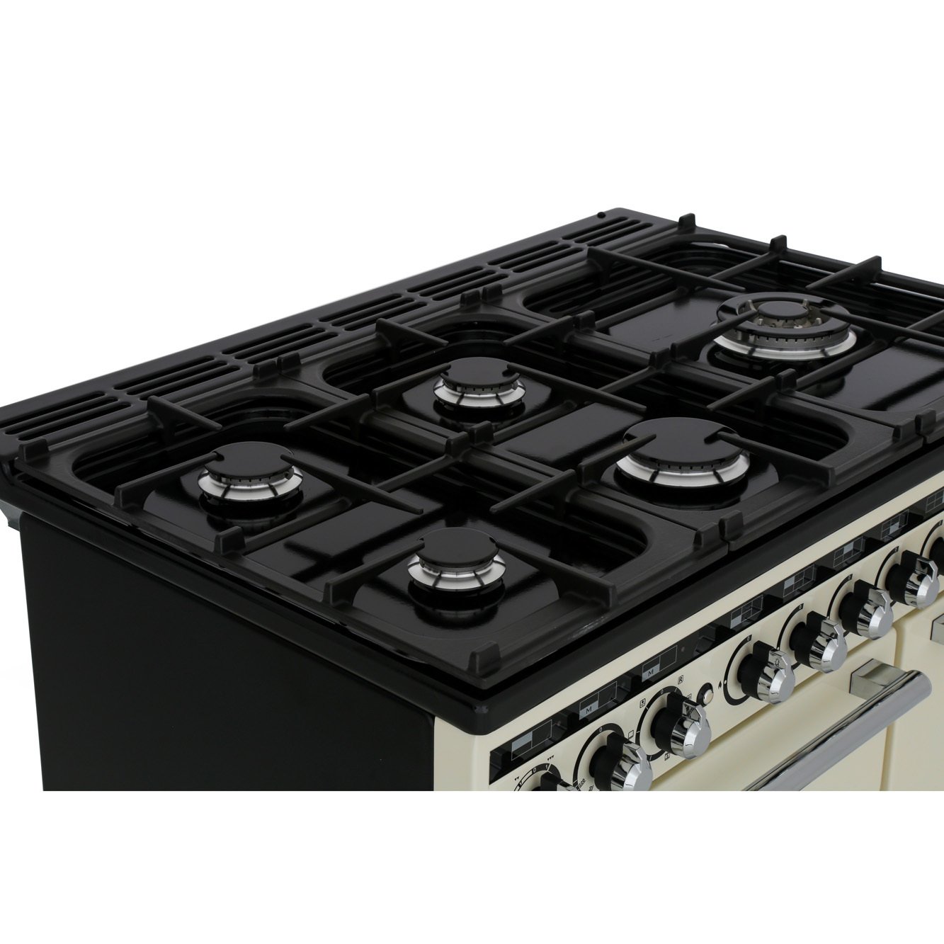 Rangemaster EDL90DFFIV/C 90cm Dual Fuel Range Cooker Encore Deluxe Ivory / Chrome, A Rated