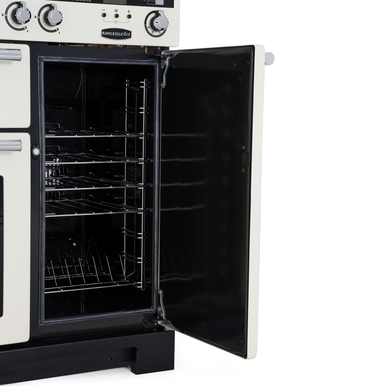 Rangemaster EDL90DFFIV/C 90cm Dual Fuel Range Cooker Encore Deluxe Ivory / Chrome, A Rated