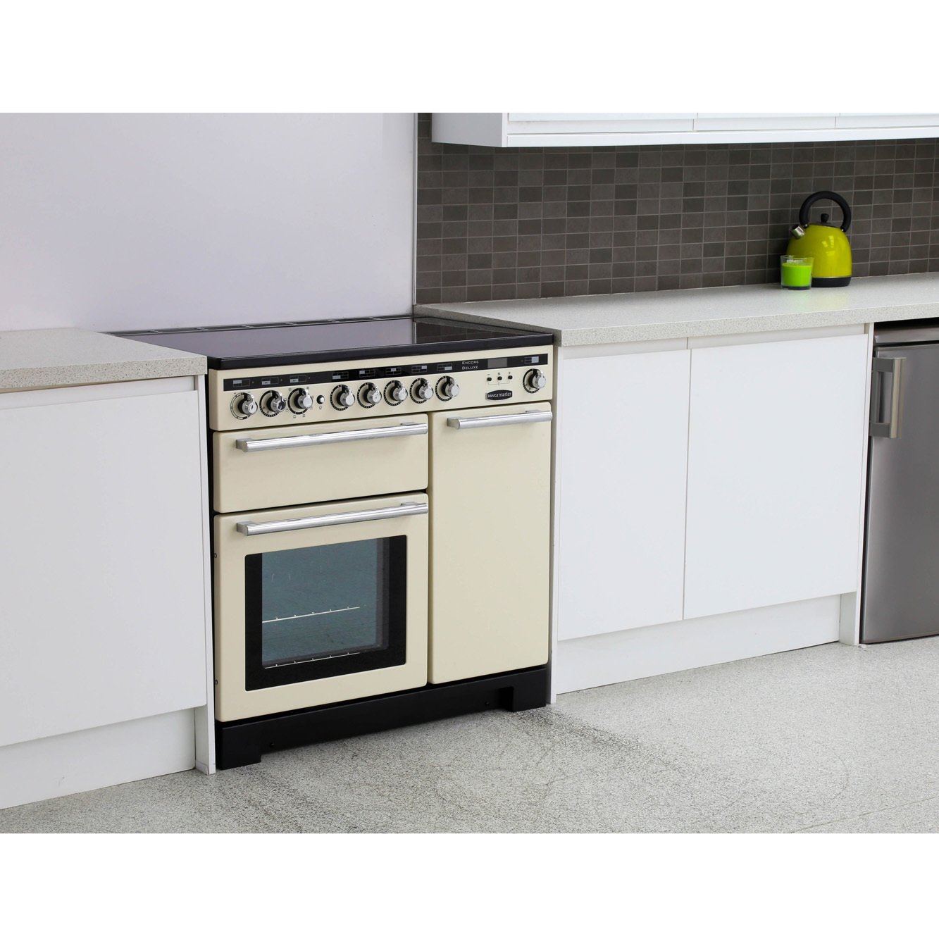 Rangemaster EDL90EIIV/C 90cm Induction Range Cooker Encore Deluxe Ivory / Chrome, A Rated
