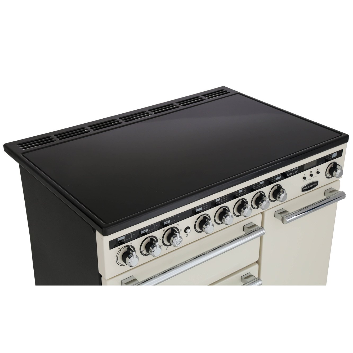 Rangemaster EDL90EIIV/C 90cm Induction Range Cooker Encore Deluxe Ivory / Chrome, A Rated