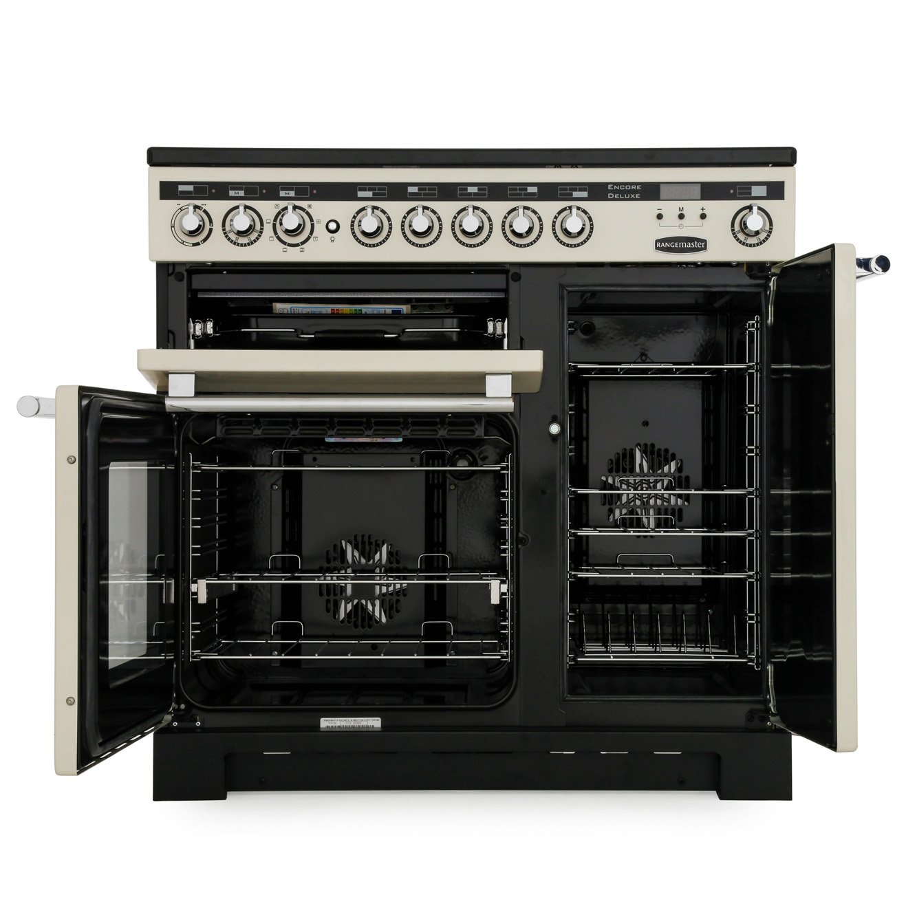 Rangemaster EDL90EIIV/C 90cm Induction Range Cooker Encore Deluxe Ivory / Chrome, A Rated