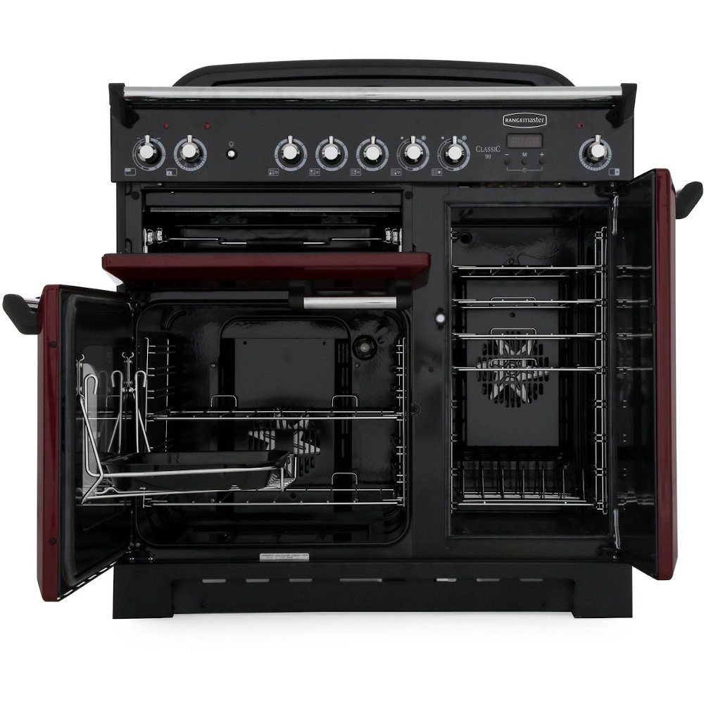 Rangemaster CLA90ECBL/C 90cm Ceramic Range Cooker Classic Black / Chrome, A Rated