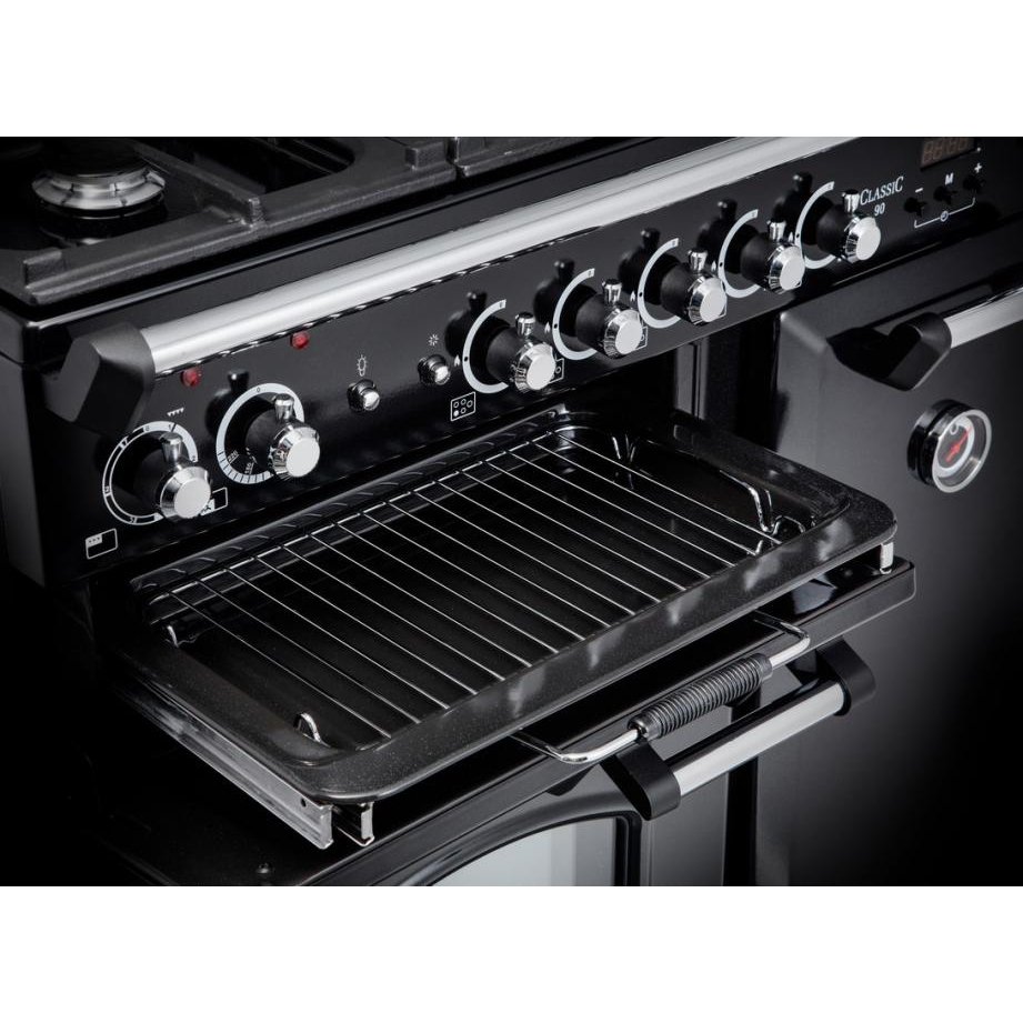 Rangemaster CLA100NGFBL/C 100cm Gas Range Cooker Classic Black / Chrome, A+ Rated