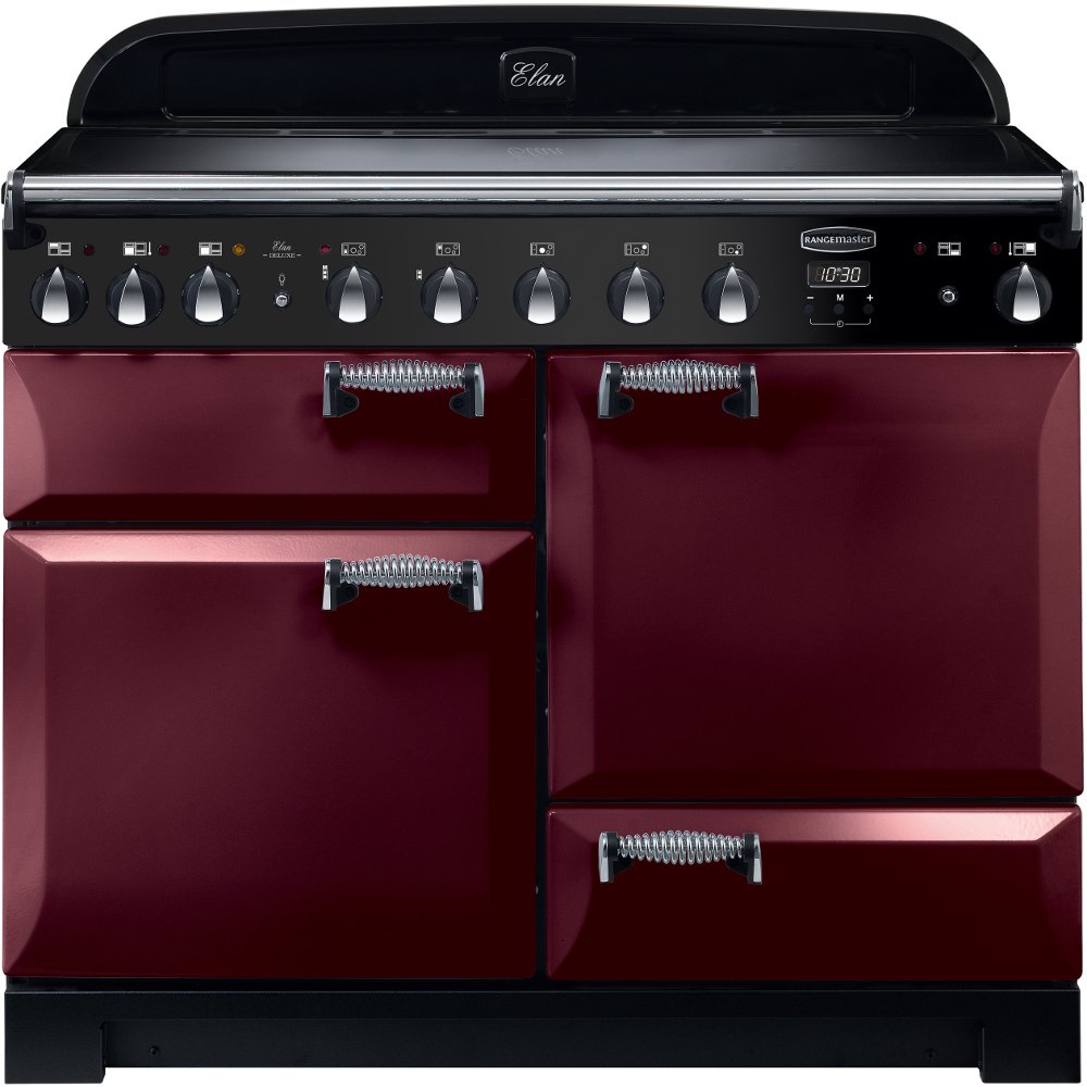 Rangemaster ELA110EICY Elan Deluxe Cranberry / Chrome 110cm Induction Range Cooker, Cranberry with Chrome Trim