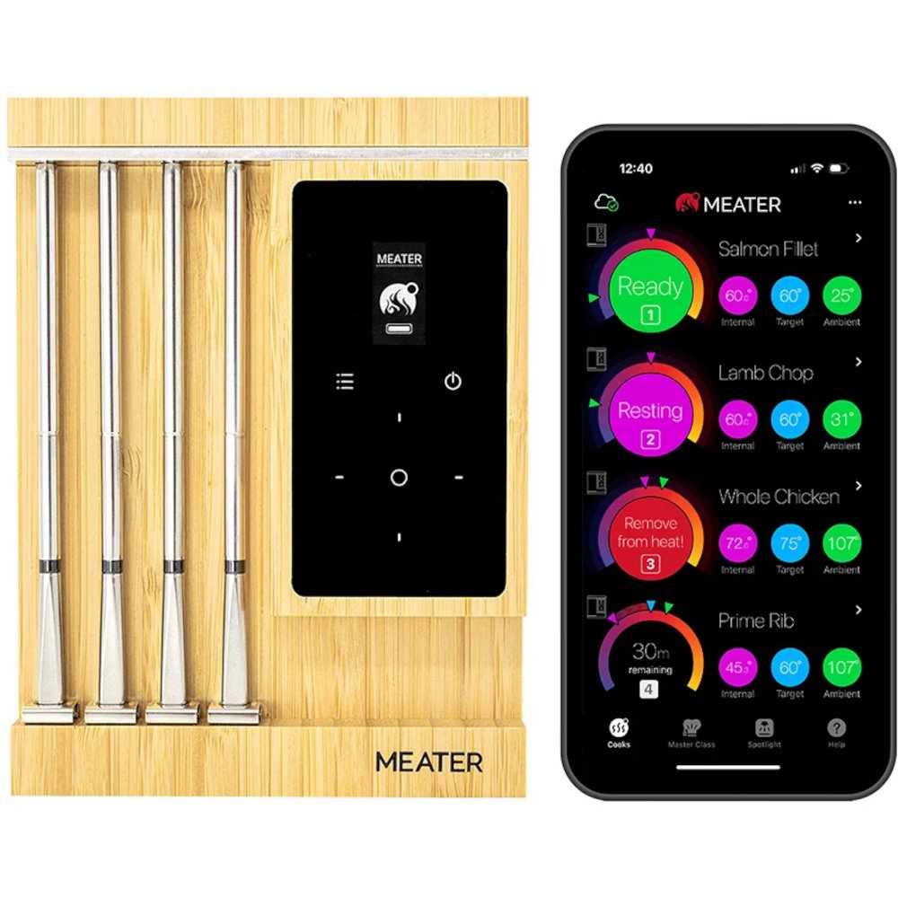 Meater RTE-MT-MX201 Pro XL 4 x Wireless Smart Meat Thermometer, Stainless Steel