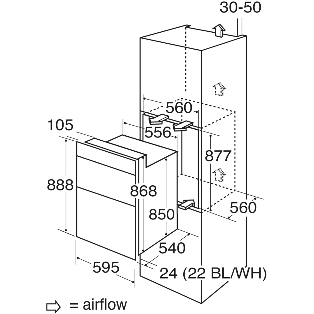CDA DC941BL Built-In Electric Double Oven, Black, A Rated