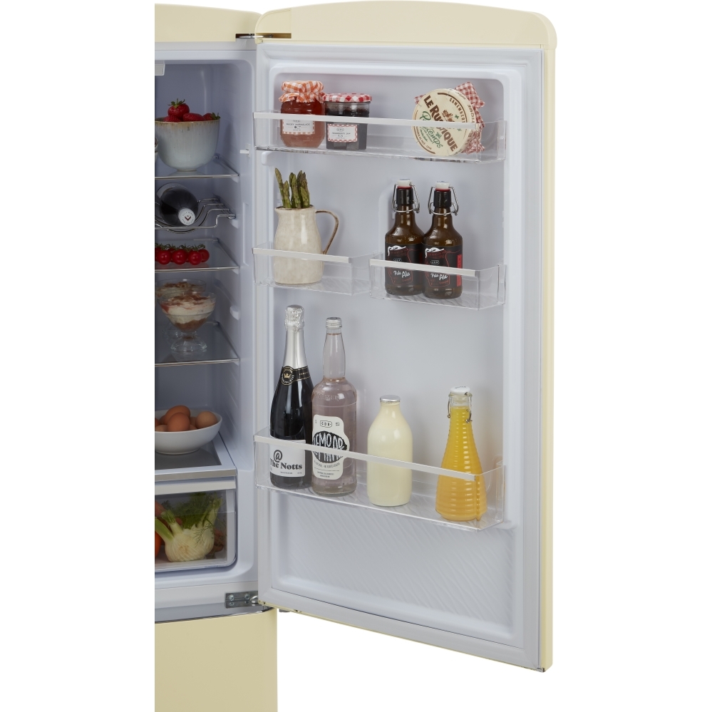 CDA Florence Barley Retro Frost Free Fridge Freezer, 60/40, Cream, D Rated