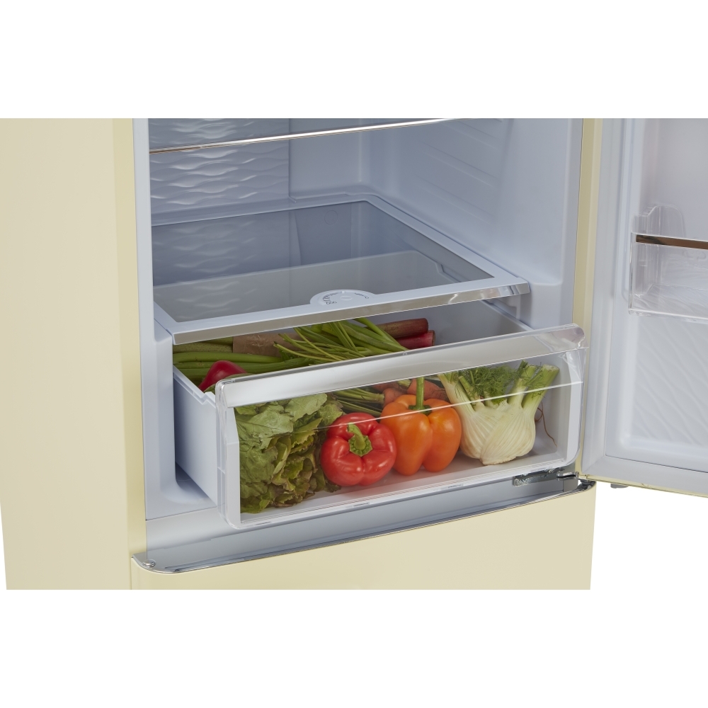 CDA Florence Barley Retro Frost Free Fridge Freezer, 60/40, Cream, D Rated