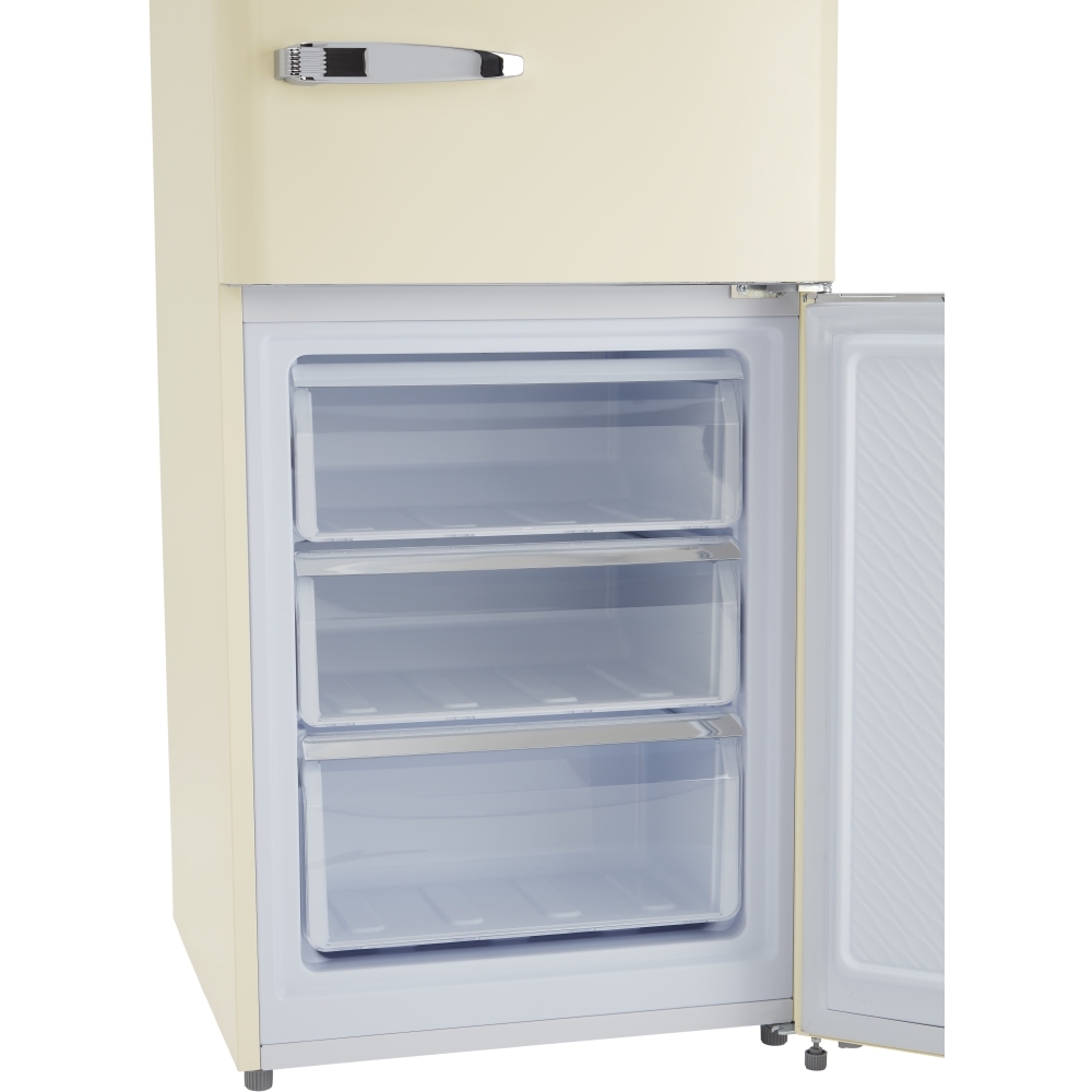 CDA Florence Barley Retro Frost Free Fridge Freezer, 60/40, Cream, D Rated