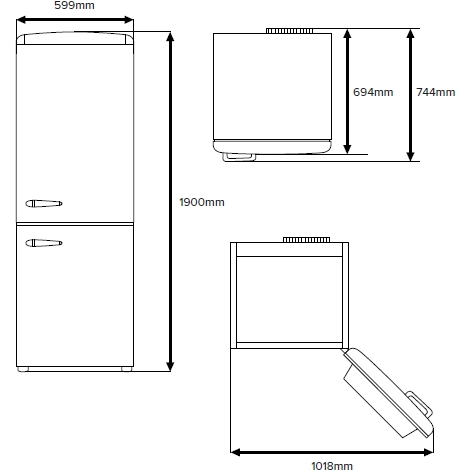 CDA Florence Barley Retro Frost Free Fridge Freezer, 60/40, Cream, D Rated
