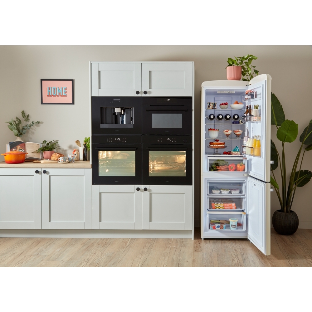 CDA Florence Barley Retro Frost Free Fridge Freezer, 60/40, Cream, D Rated
