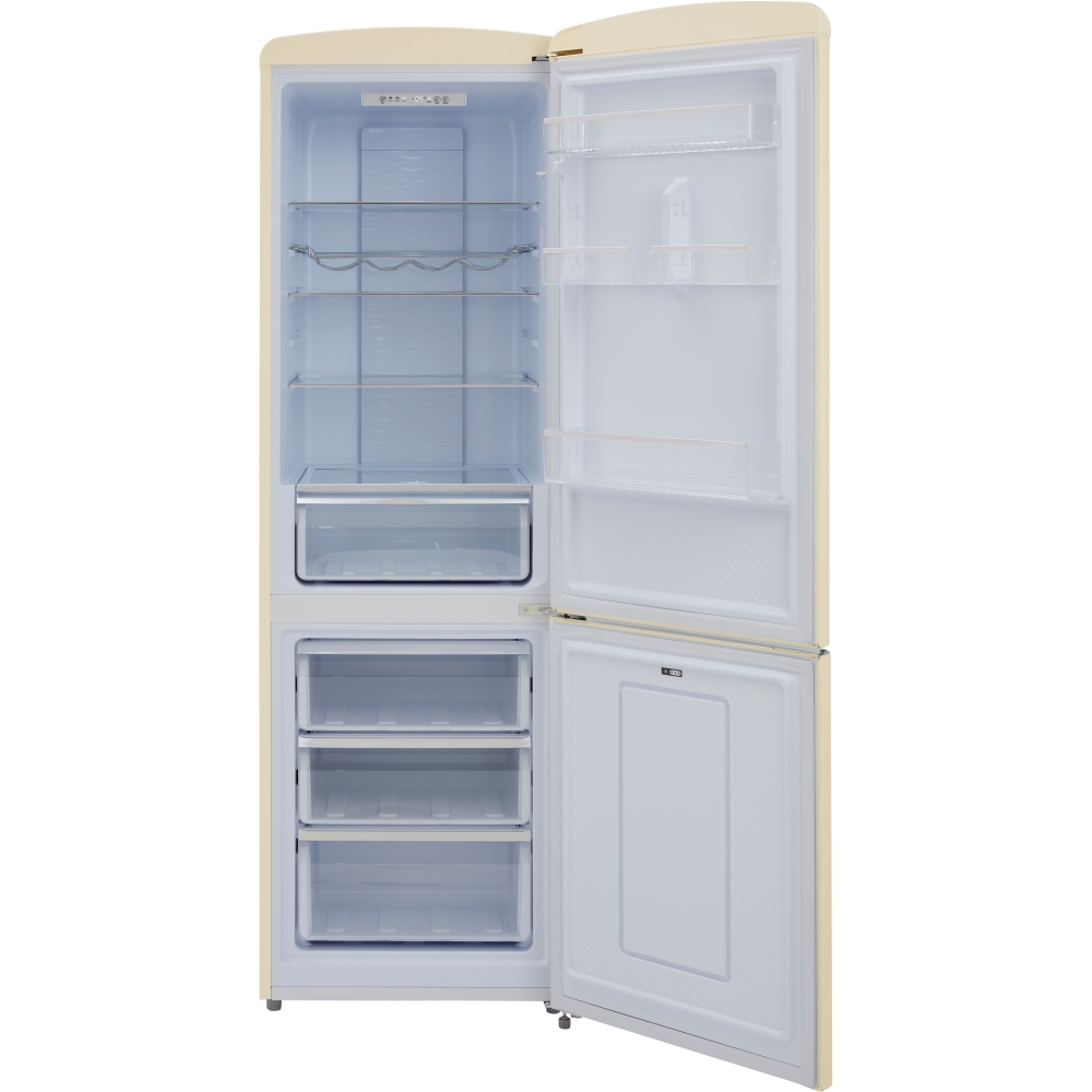 CDA Florence Barley Retro Frost Free Fridge Freezer, 60/40, Cream, D Rated