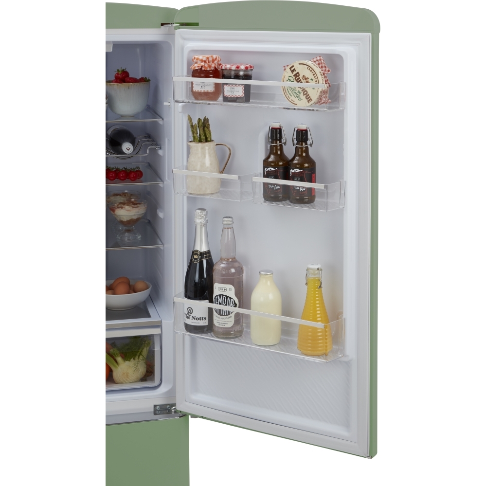 CDA Florence Meadow Retro Frost Free Fridge Freezer, 60/40, Green, D Rated