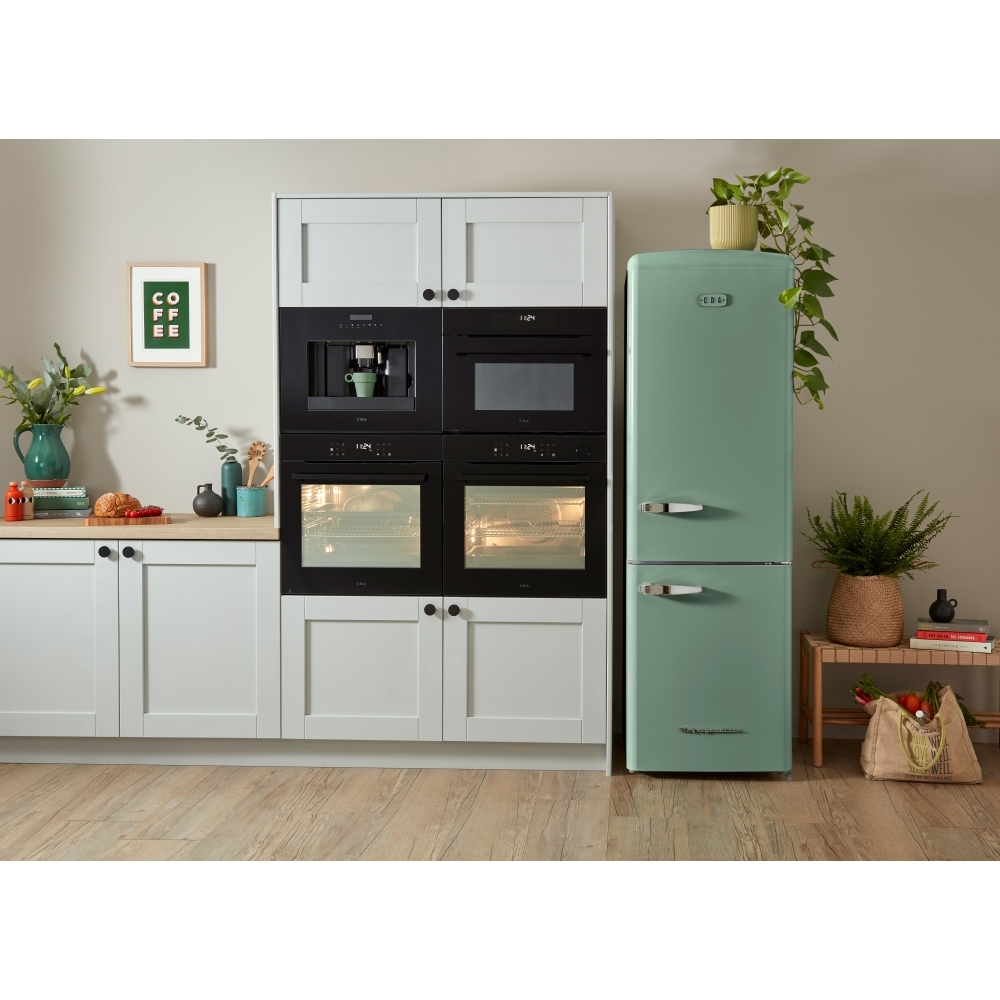 CDA Florence Meadow Retro Frost Free Fridge Freezer, 60/40, Green, D Rated