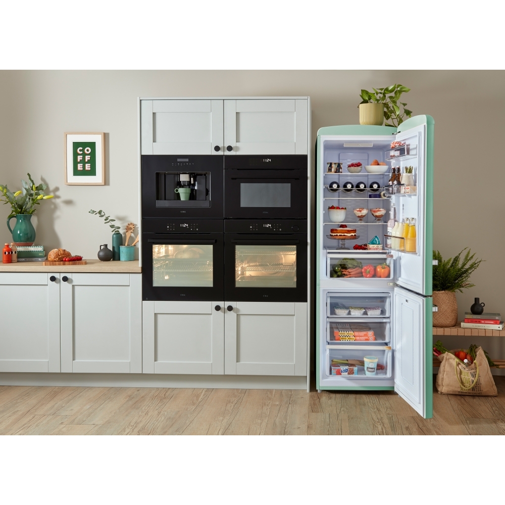 CDA Florence Meadow Retro Frost Free Fridge Freezer, 60/40, Green, D Rated