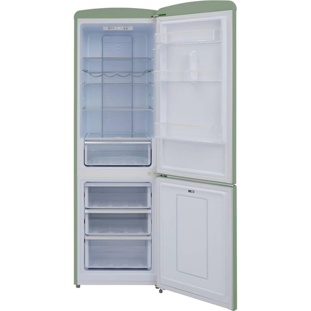 CDA Florence Meadow Retro Frost Free Fridge Freezer, 60/40, Green, D Rated