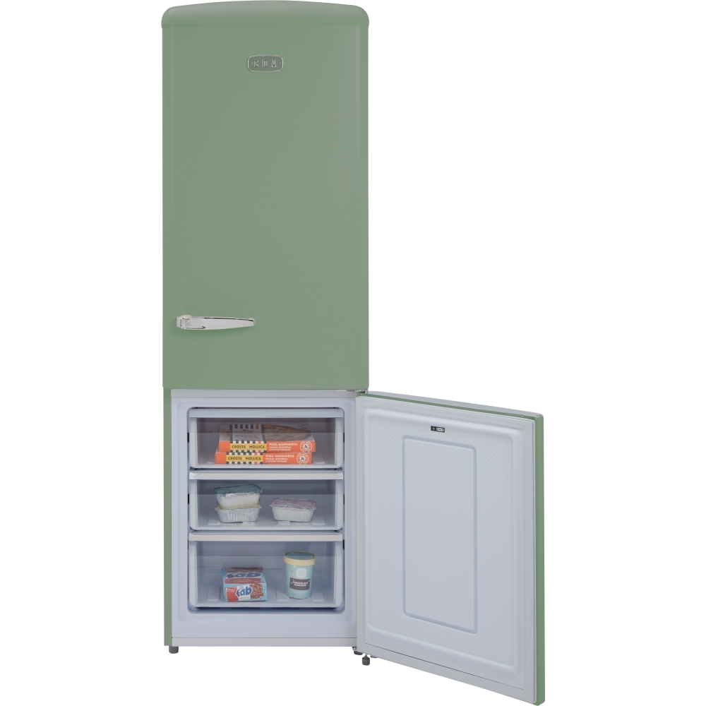 CDA Florence Meadow Retro Frost Free Fridge Freezer, 60/40, Green, D Rated
