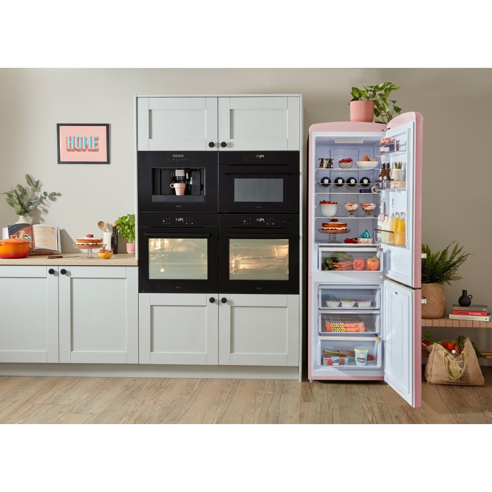 CDA Florence Tea Rose Retro Frost Free Fridge Freezer, 60/40, Pink, D Rated