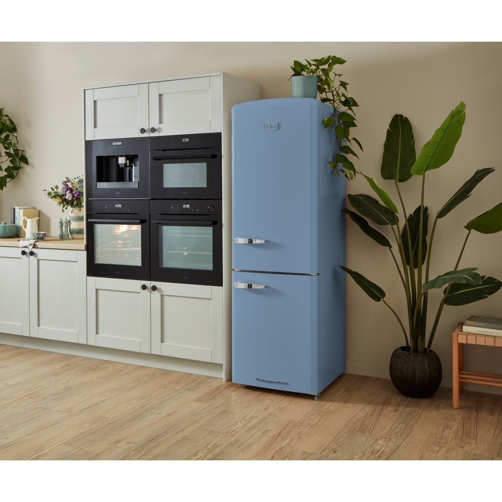 CDA Florence Sea Holly Retro Frost Free Fridge Freezer, 60/40, Blue, D Rated