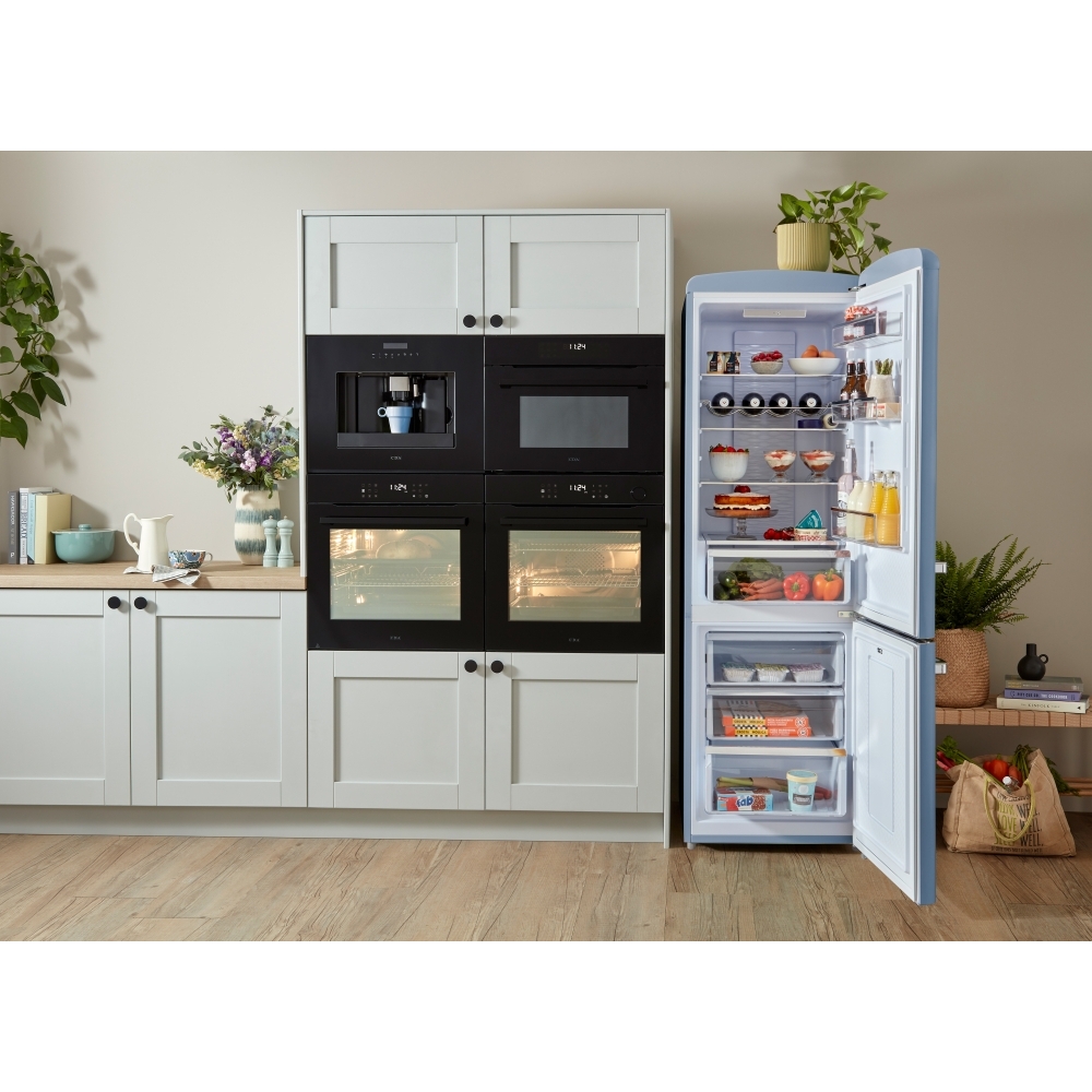 CDA Florence Sea Holly Retro Frost Free Fridge Freezer, 60/40, Blue, D Rated