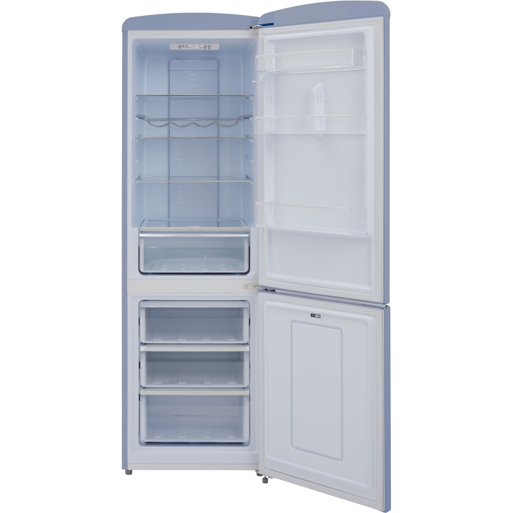 CDA Florence Sea Holly Retro Frost Free Fridge Freezer, 60/40, Blue, D Rated