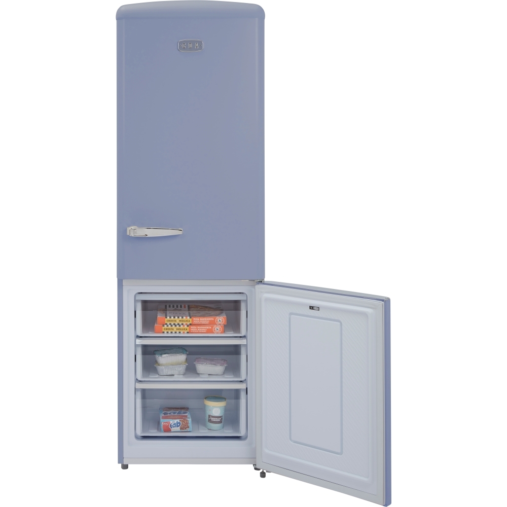 CDA Florence Sea Holly Retro Frost Free Fridge Freezer, 60/40, Blue, D Rated