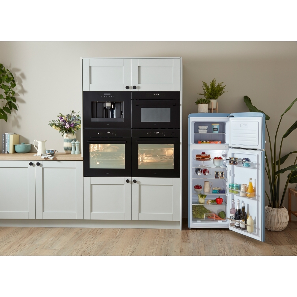 CDA Betty Sea Holly Retro Static Fridge Freezer, 80/20, Blue, D Rated