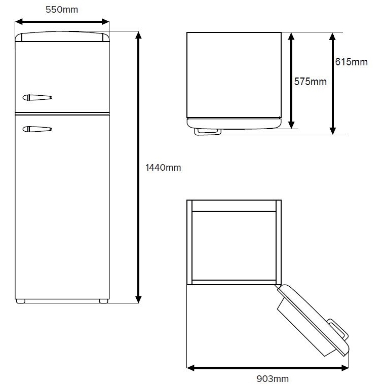 CDA Betty Barley Retro Static Fridge Freezer, 80/20, Cream, D Rated