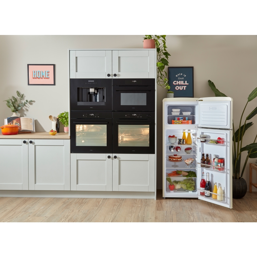CDA Betty Barley Retro Static Fridge Freezer, 80/20, Cream, D Rated