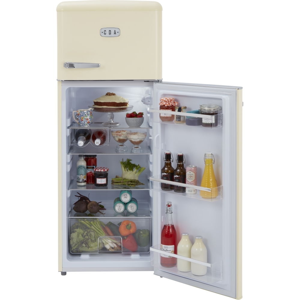 CDA Betty Barley Retro Static Fridge Freezer, 80/20, Cream, D Rated