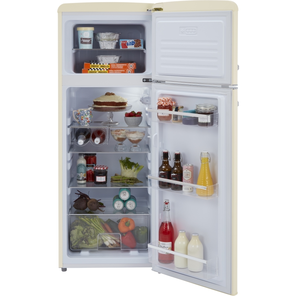 CDA Betty Barley Retro Static Fridge Freezer, 80/20, Cream, D Rated