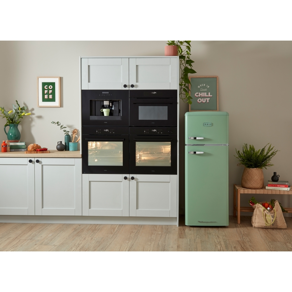 CDA Betty Meadow Retro Static Fridge Freezer, 80/20, Green, D Rated